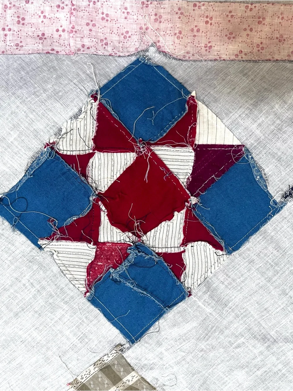 Antique 1890s Patchwork Quilt Top Nine Patch 78